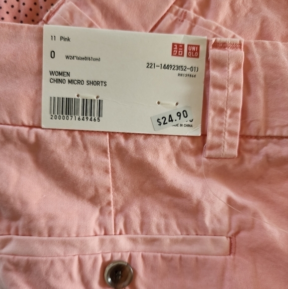 NWT Uniqlo pink Chino micro shorts size 0 - Picture 3 of 6